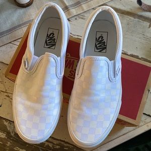 Vans Classic Slip-On Checkerboard True White Womens 10 Men’s 8.5